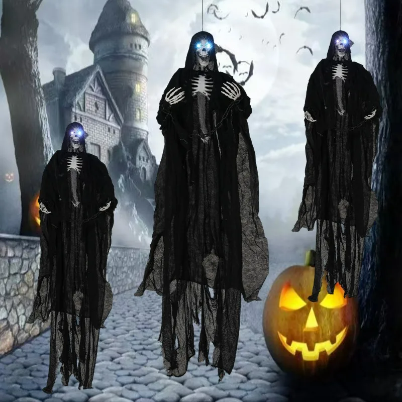 Halloween Hanging Ghost Luminous Chain Hanging Ghost Room Escape Haunted House Bar Horror Scene Scary Decorative Props
