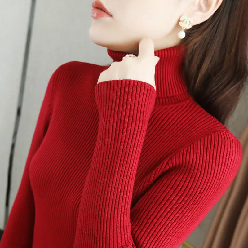 Fashion Turtleneck Solid Color All-match Sweater Women\'s Clothing 2022 Autumn New Casual Pullovers Loose Commute Shirt