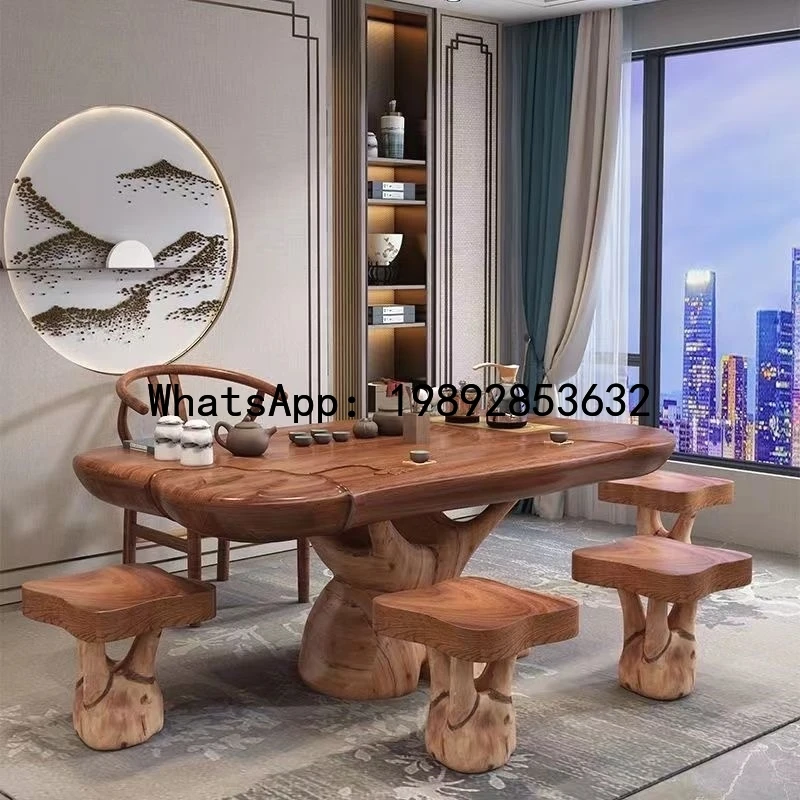 XL Root Carving Tea Table Walnut Wood Tea Table Whole Large Board Tree Root Small Tea Table Solid Wood
