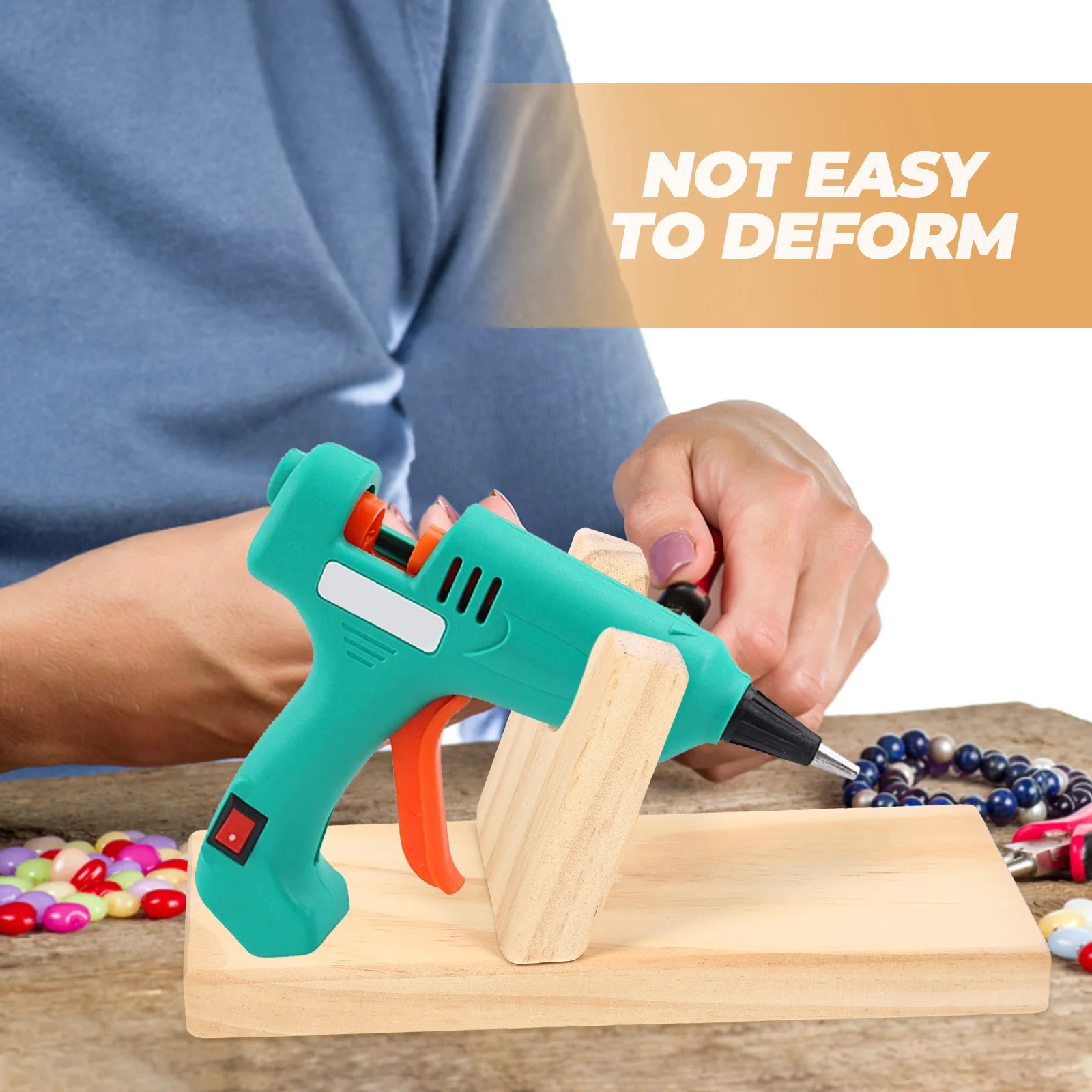 

Sturdy Wood Rack For Hot Glue Sprayer Space-Saving Heating Hot Glue Fixing Base Holder Wood Storage Rack Safe