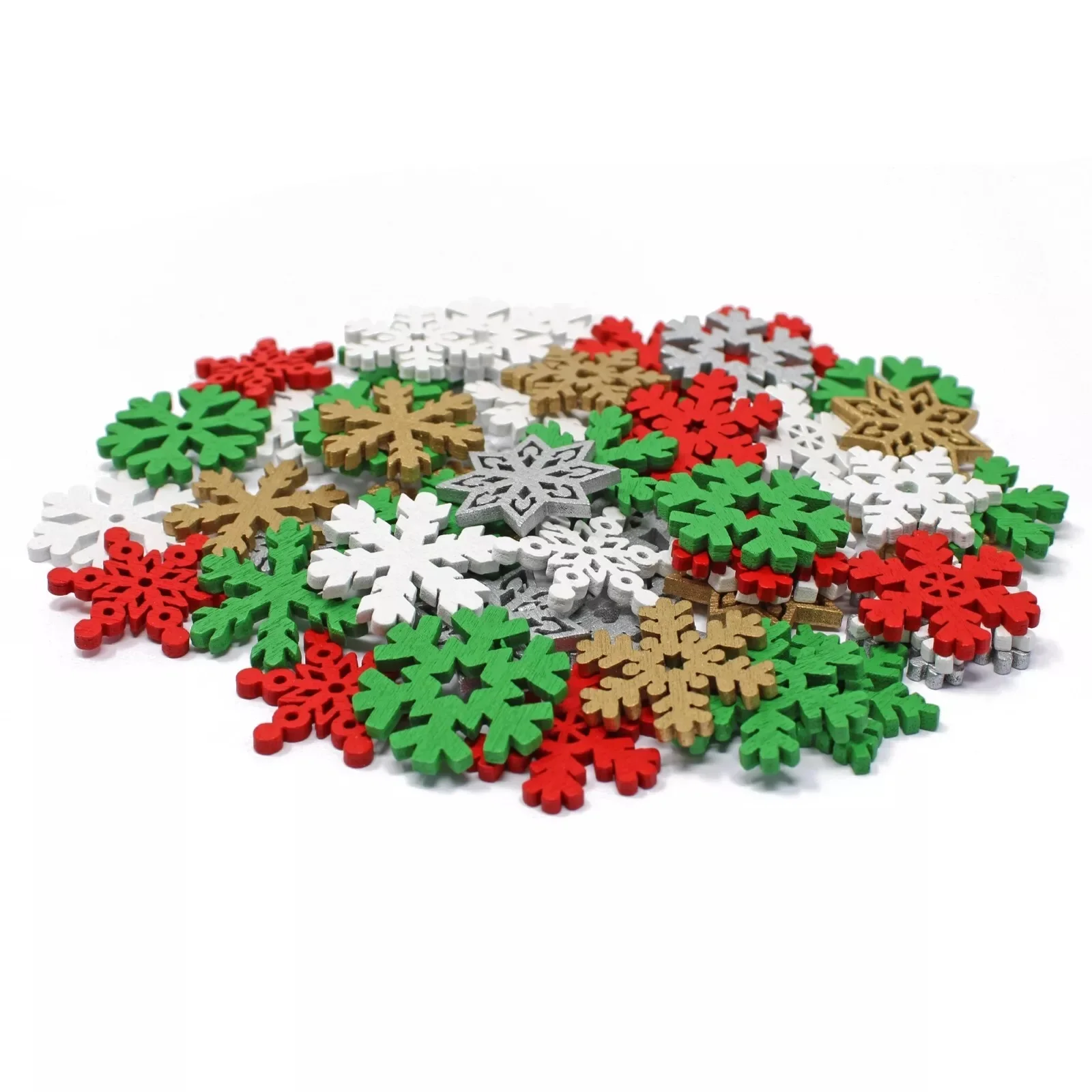 50pcs 25mm Wooden Christmas Snowflake Cutouts Slices Ornaments For Scrapbooking Embellishments DIY Xmas Winter Crafts