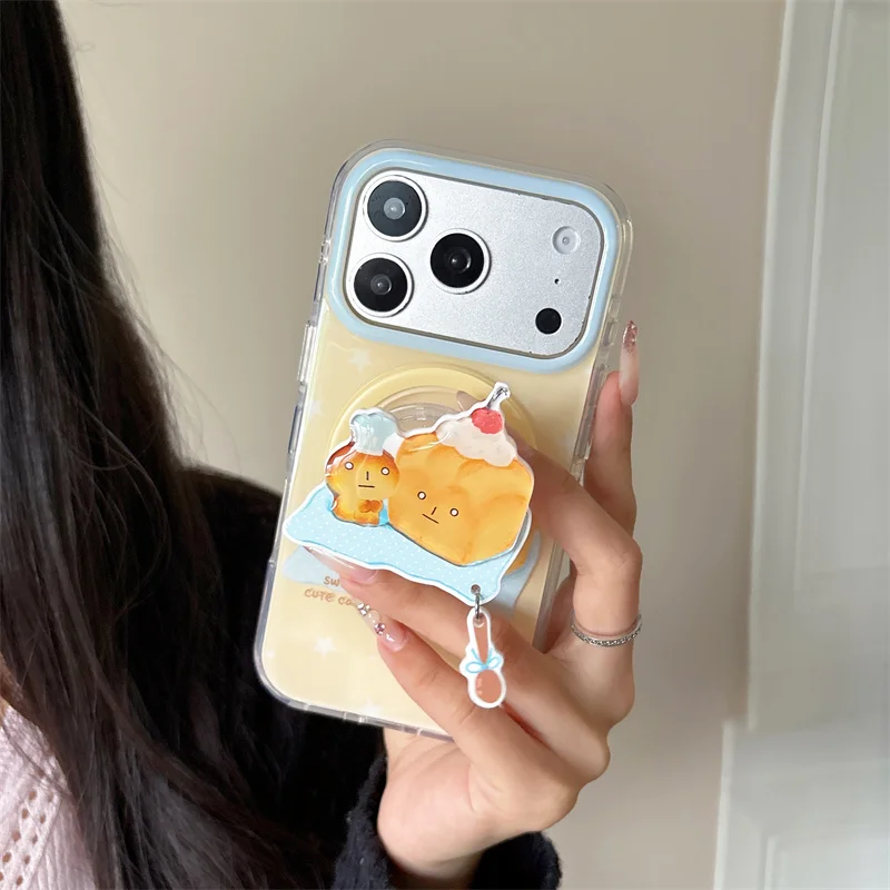 Funda Magnética para Teléfono con Diseño de Pastelito Coqueta y Adorable para iPhone 17 16 Pro 15 14 Pro Max con Soporte 3D a Juego y Protección Antigolpes