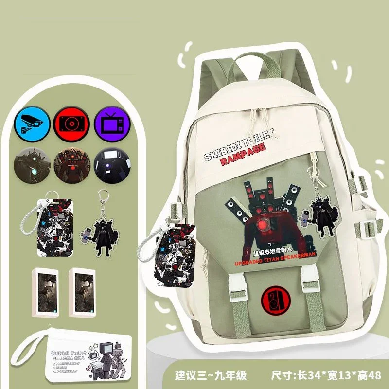 

Черный, синий, зеленый, туалет Skibidi, школьные сумки для детей и подростков, рюкзаки Mochilas большой вместимости в стиле аниме для девочек и мальчиков, подарок