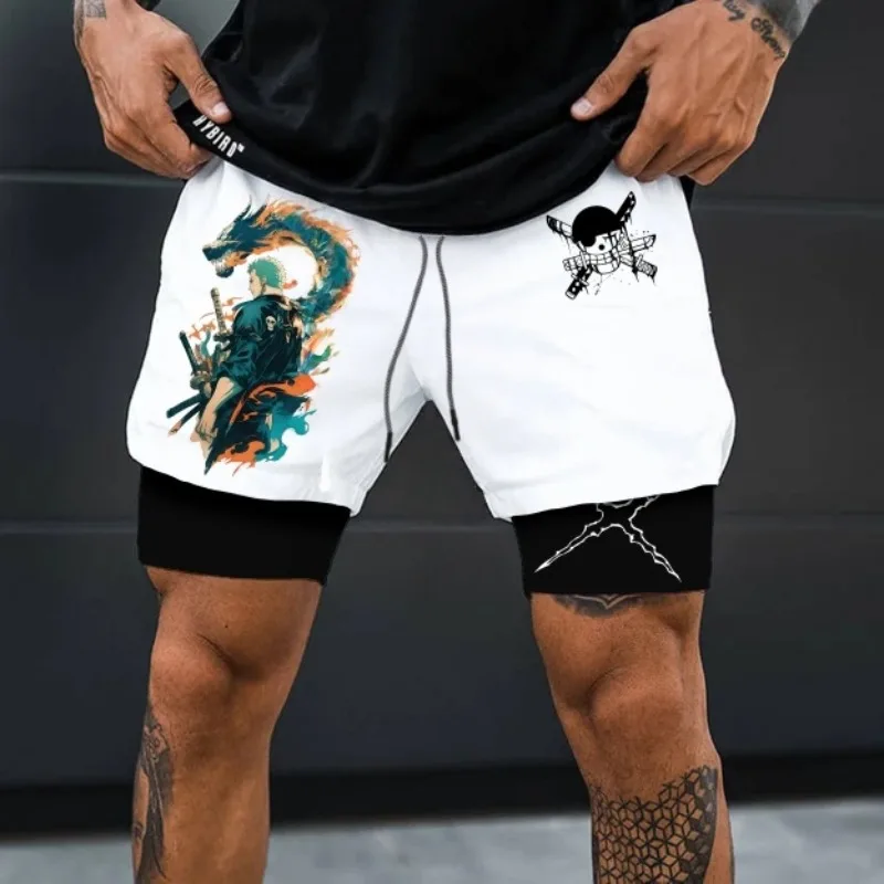

2026One Piece Anime-style Layered Athletic Shorts Suitable for Training and Fitness for Both Unisex Quick-drying and Comfortable
