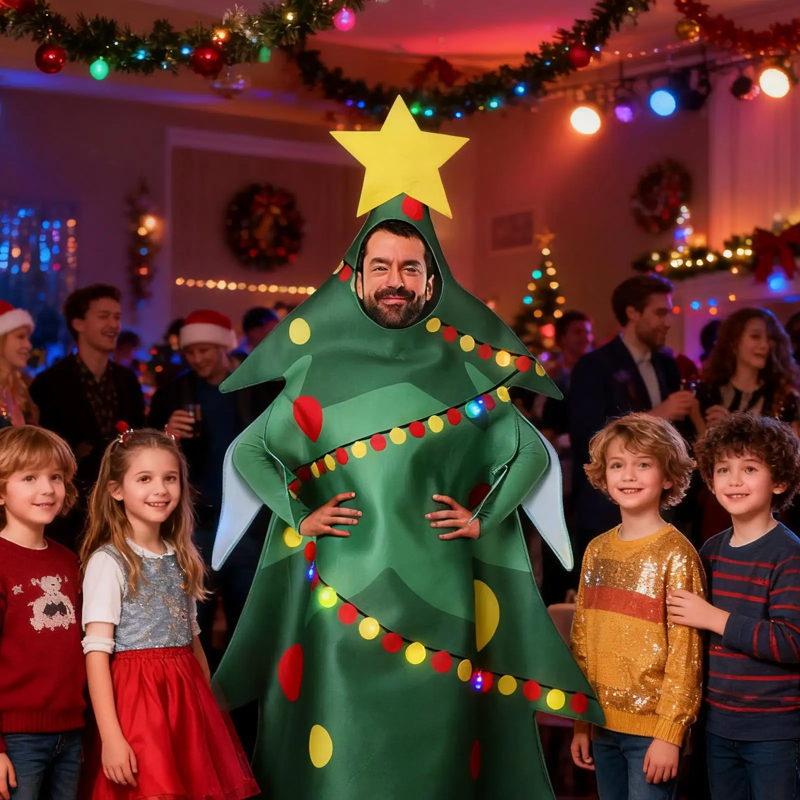 زي شجرة الكبار فرحان تنفس شجرة عيد الميلاد تأثيري الملابس للبالغين لمرحلة عيد ميلاد جمع الممثلين صديقها