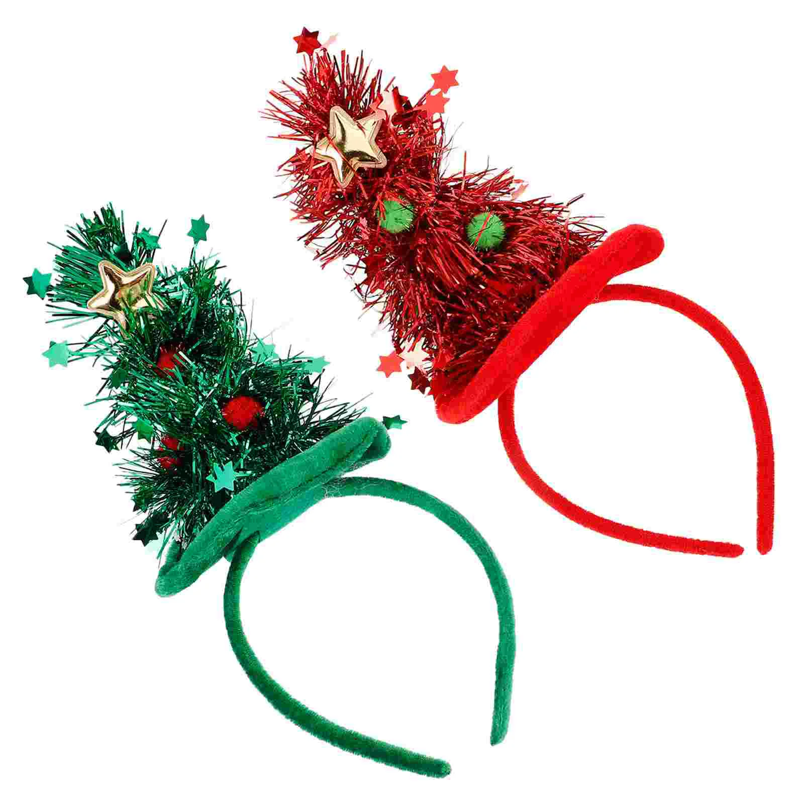 2 uds decoraciones navideñas árbol diadema cintas para el cabello decorar dulce rojo lentejuelas seda