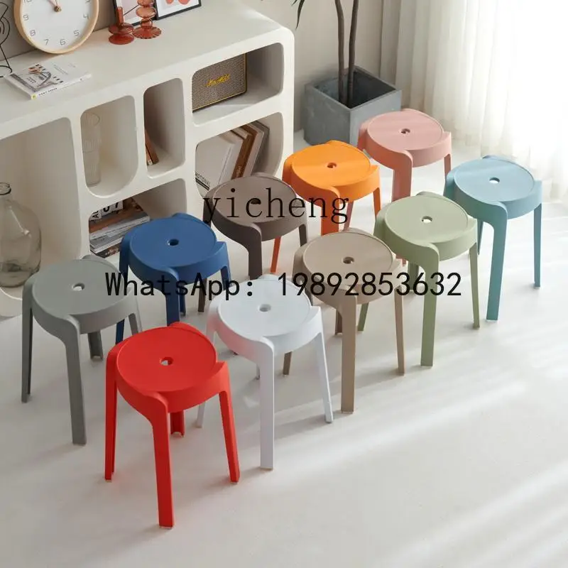 

X2 plastic stool thickened household dining table cooked glue stool simple high board Nordic living room backrest stool
