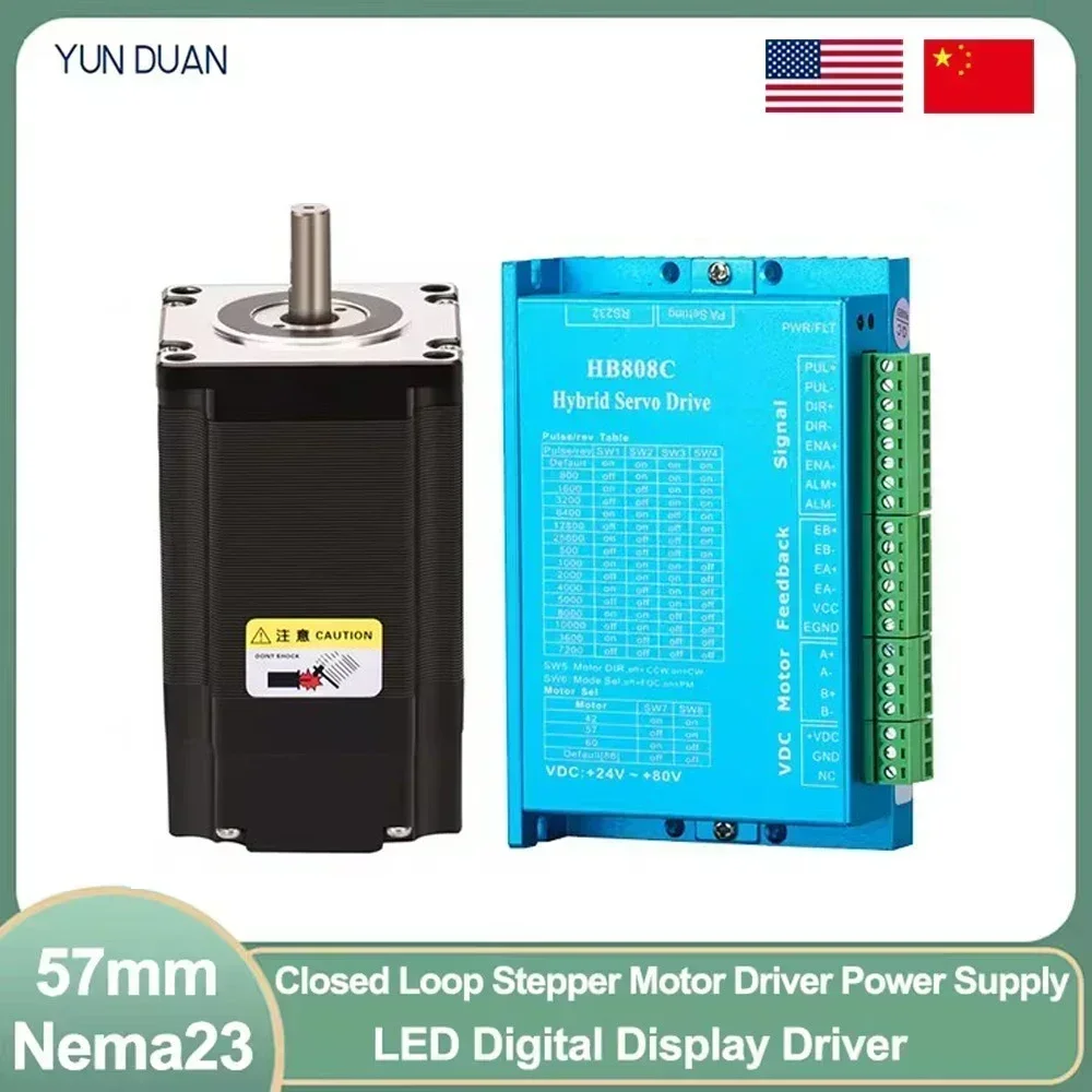 

Nema23 57 Closed Loop Stepper Motor with Encoder 1.5Nm 2.2Nm 3Nm Easy Servo Motor Hybrid Servo DC Motor with Brake Driver Kit