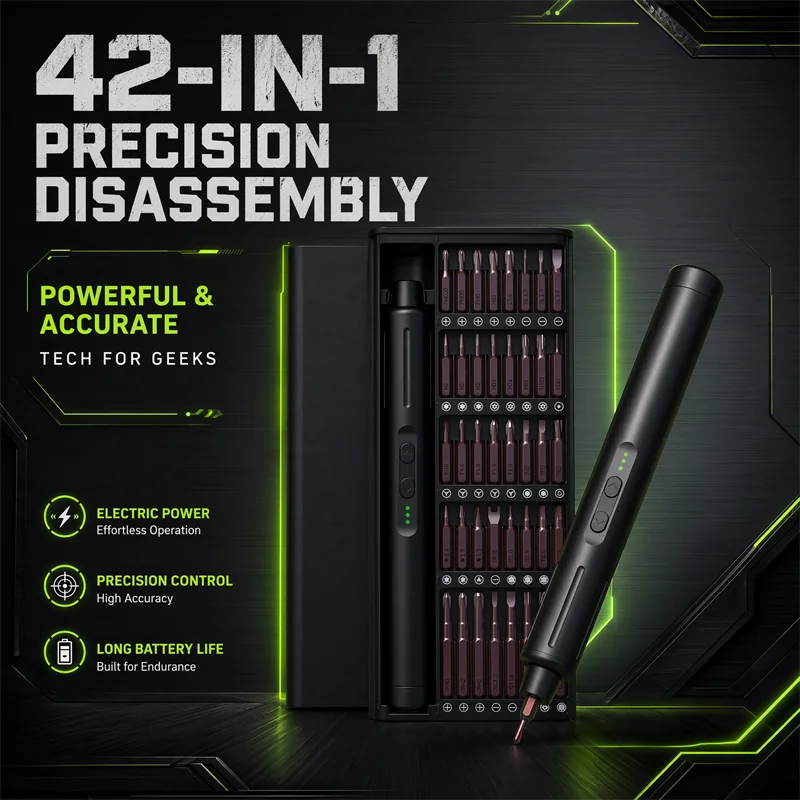 42-in-1 8th Gen Electric Screwdriver Cordless Precision Kit USB Rechargeable High Torque Power  Phone Laptop Electronics Repair