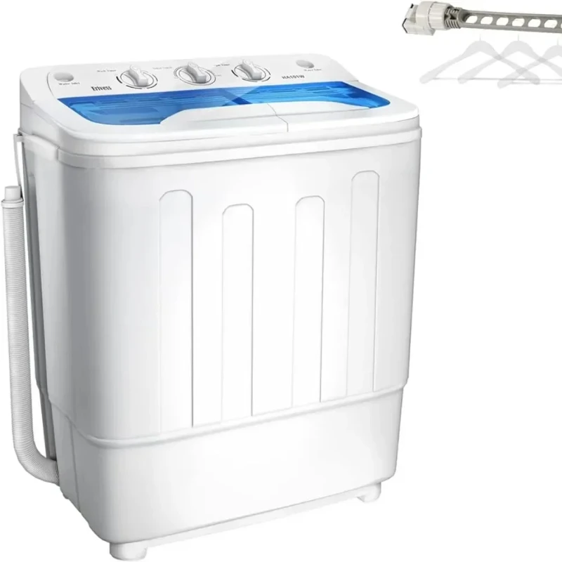 Portable Twin Tub  Washing Machine with Drying Rack,  Washer Mini Compact Laundry Machine with