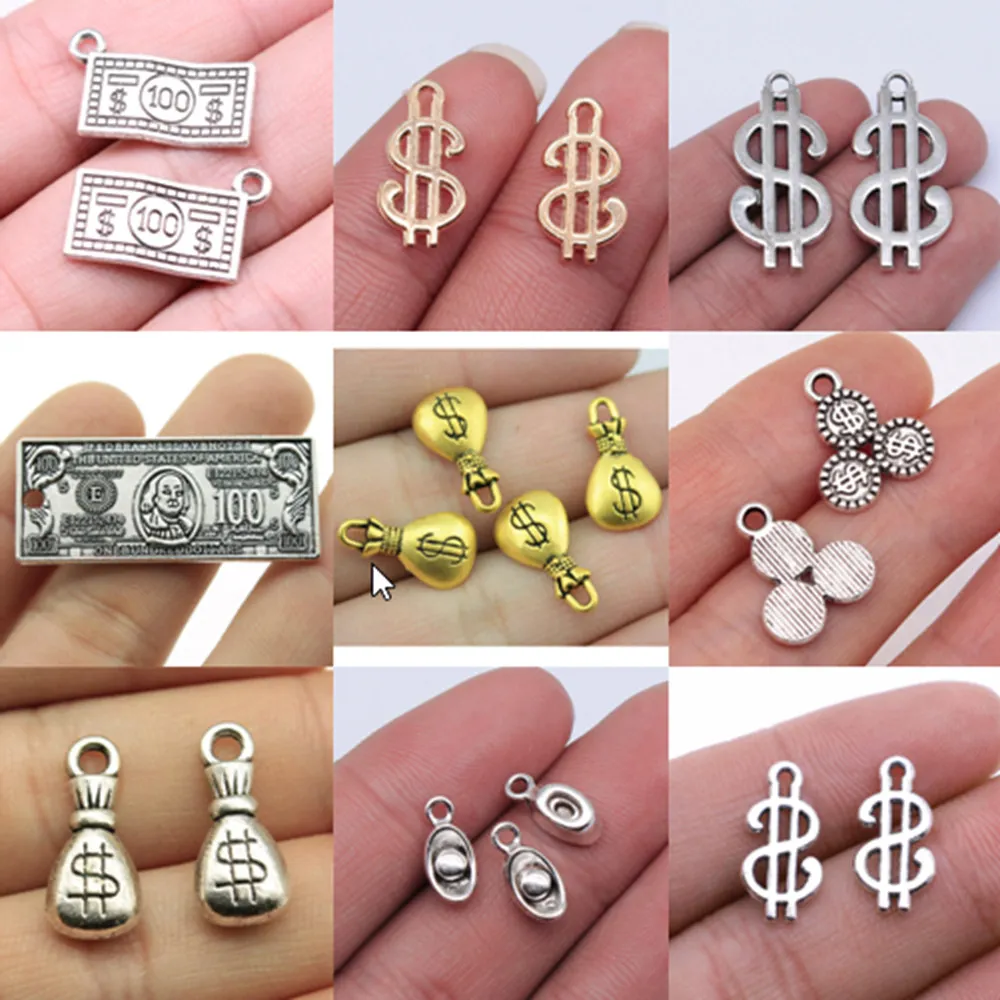 Luzem Charms do tworzenia biżuterii zestaw wisiorek Diy biżuteria akcesoria Us znak dolara Charms
