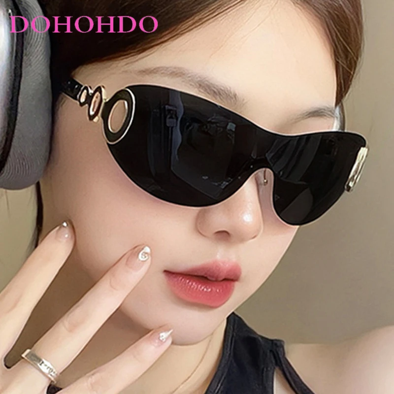 

Y2K One Piece Rimless Sunglasses Women Men Luxury Brand Personality Design Outdoors Sports Driving Shades UV400 Lentes De Sol