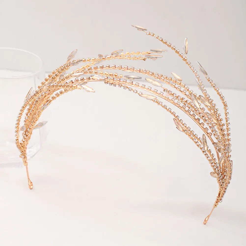 

Свадебная повязка на голову с золотыми стразами, стильный аксессуар для волос для женщин и девушек, украшение для вечеринок, девичника, дня рождения, годовщины