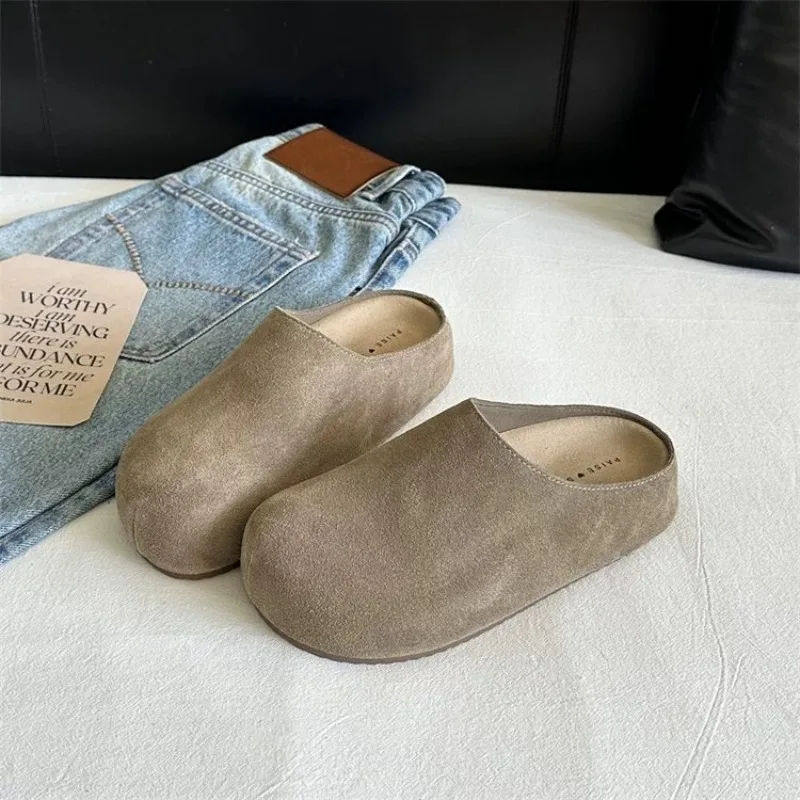 Image of Modische flache Hausschuhe für Damen 2026 – Neue, gemütliche Outdoor-Flachmules, Retro-Frühlings-Hausschuhe, rutschfeste Strandschuhe