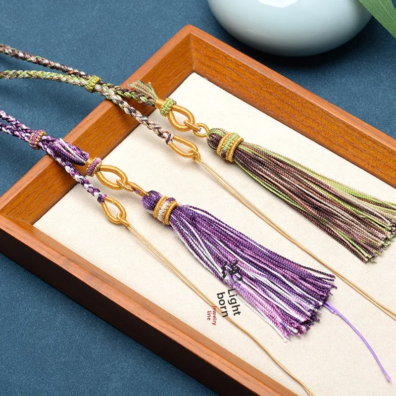 Chinese Style Lucky Handwoven Braided Lanyard With Tassel For Thangka Pendant Wenwan Wristband Bag Hanger Car Decor Blessing Goo