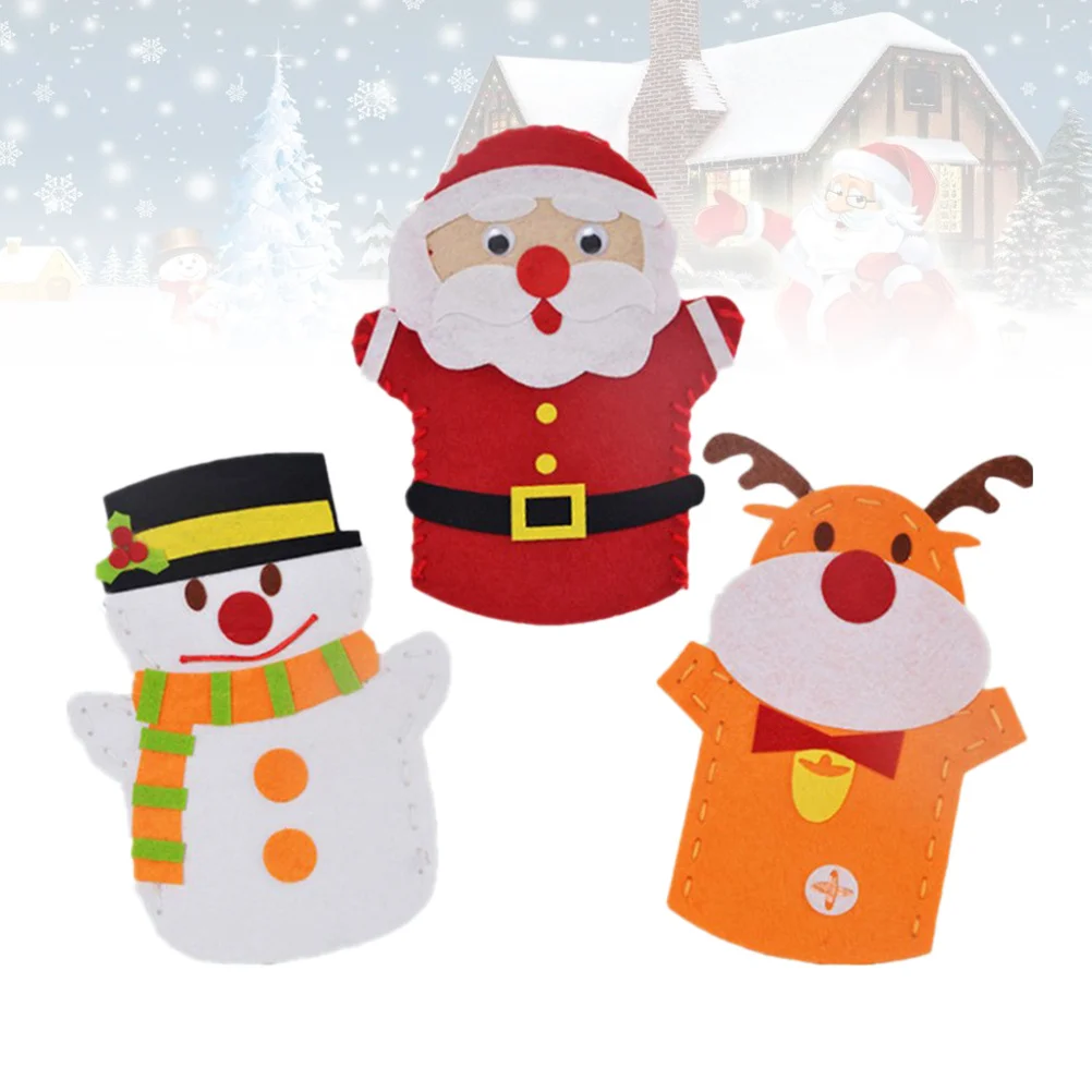 Kit fai da te in tessuto da 3 pezzi Materiali artigianali per bambini Forniture d'arte natalizia Decorazione per feste Set di materiali fai da te natalizi
