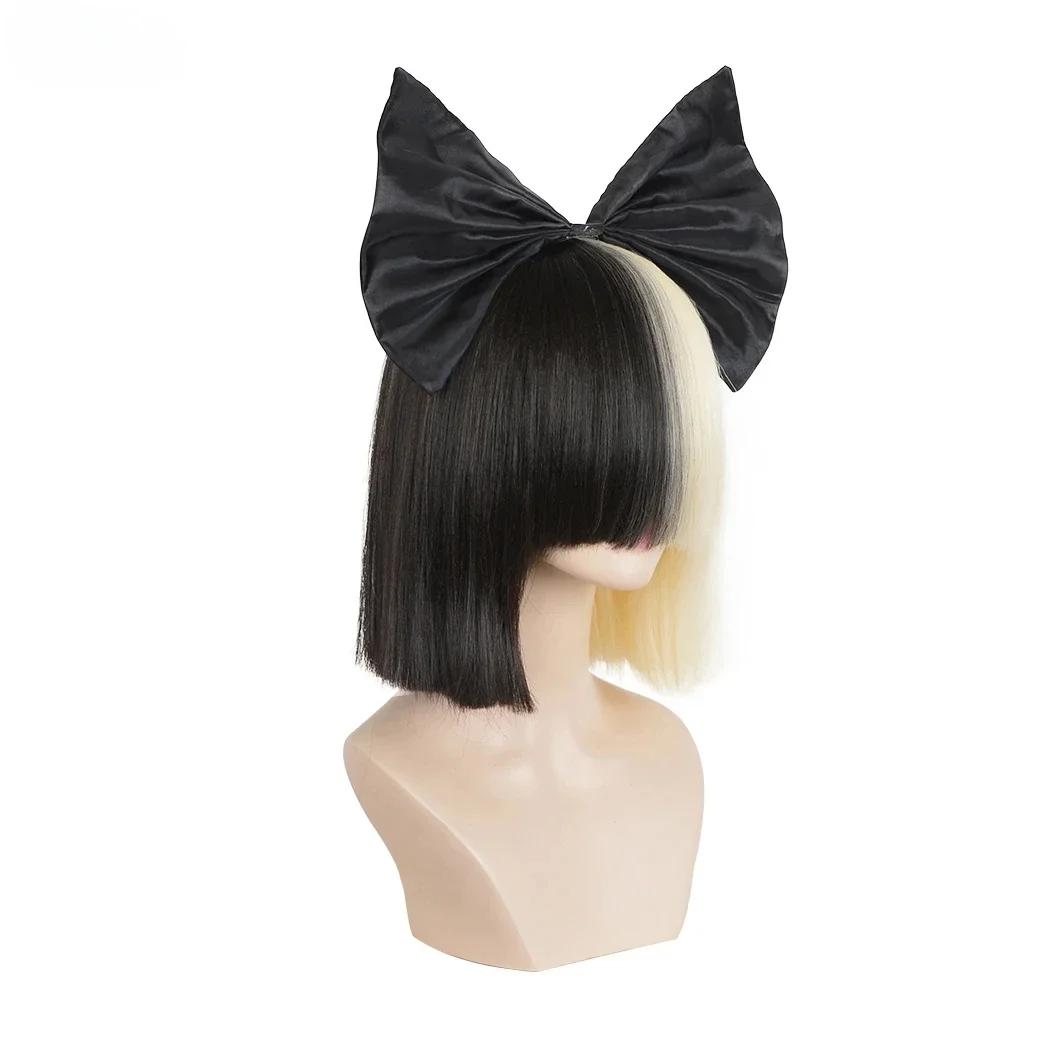 Fashion Short Women Straight SIA Cosplay Black Blonde Bob Wigs Adult Synthetic Heat Resistant Hair Halloween Accessories Props