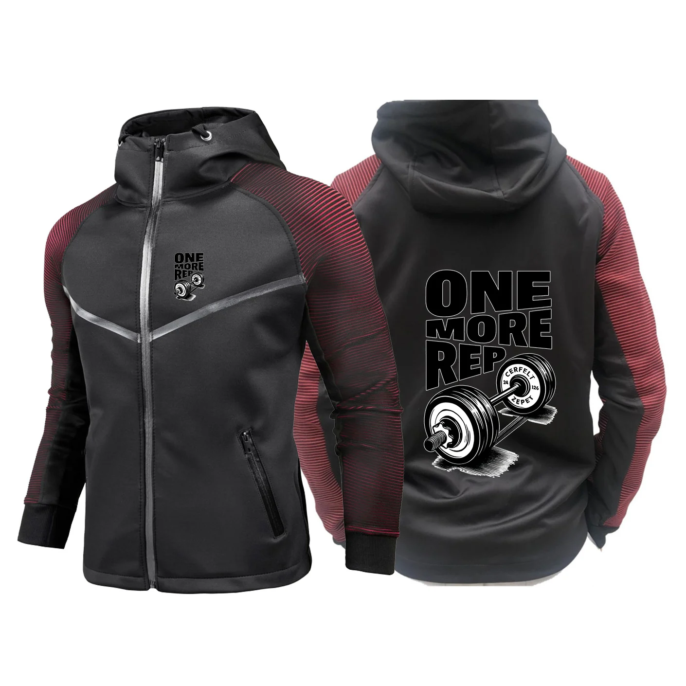 2026 Gym Workout ONE MORE REP Weightlifting Spring Autumn Men's New Racing Suit Gradient Color Cotton Pullover Coat