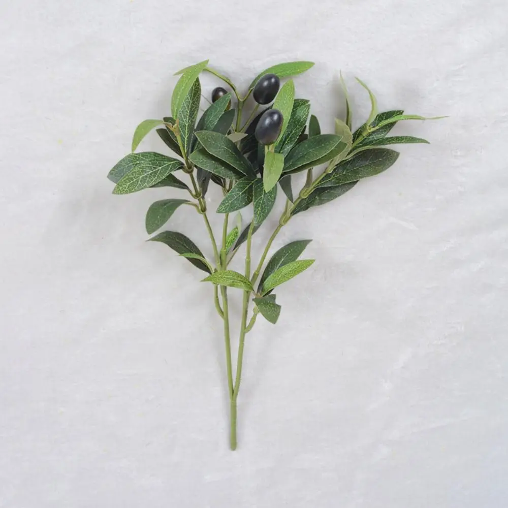 

Creative With Olive Fruit Artificial Olive Branch Elegant Handmade Artificial Olive Leaf Plastic Green Fake Plants Office