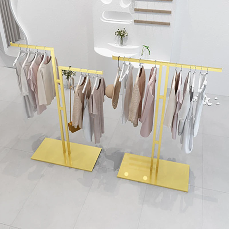 Custom Stainless Steel Display Rack para mulheres, Square Standing Clothes Pendurado Display, loja de roupas, personalizado
