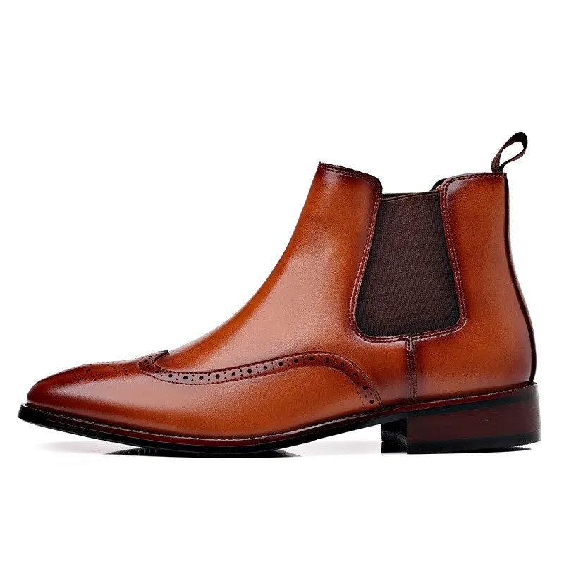 Men's Autumn Chelsea Boots Outdoor high top fashion shoes British style versatile mid top boot Casual comfortable male shoe