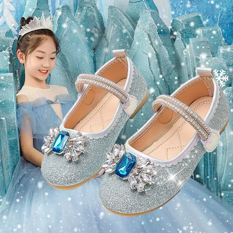 Girl Shoes Spring Autumn Fashion Sparkling Rhinestone Famale Princess Shoes Lovely School Kids Casual Shoes Туфли Для Девочки