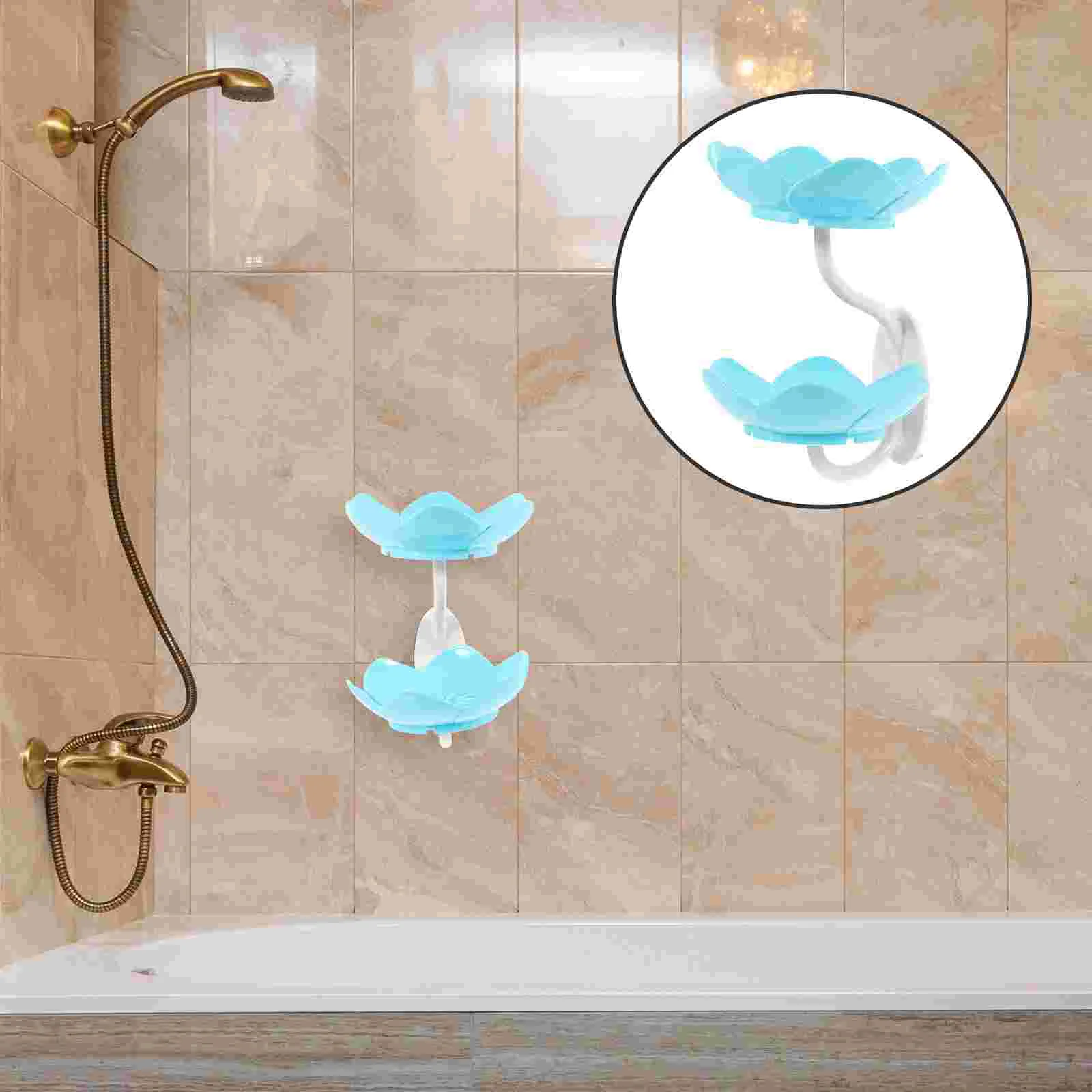 Double Layer Soap Dish Lotus Shape Plastic Holders Storage Rack Box Wall-mounted Draining Shower Container Compact