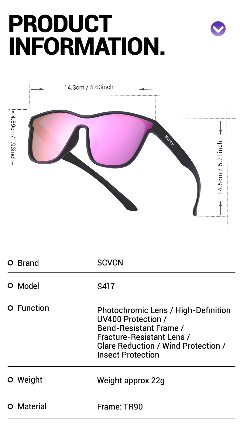 SCVCN Polarisierte Angeln Sonnenbrille Mode Laufen Sport Sonnenbrille Outdoor Wandern Stick Casual Gläser MTB Radfahren Gläser – Detail 20