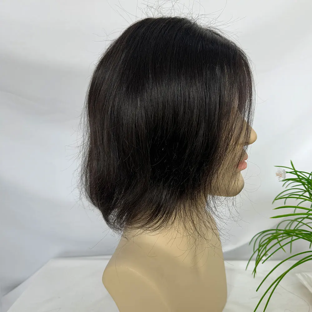 Langes Haarsystem 6x8 Zoll Europäisches Echthaar Toupet Feines Mono Lace Front Glattes 9 Zoll Perücken-Haarteil für Haarausfall