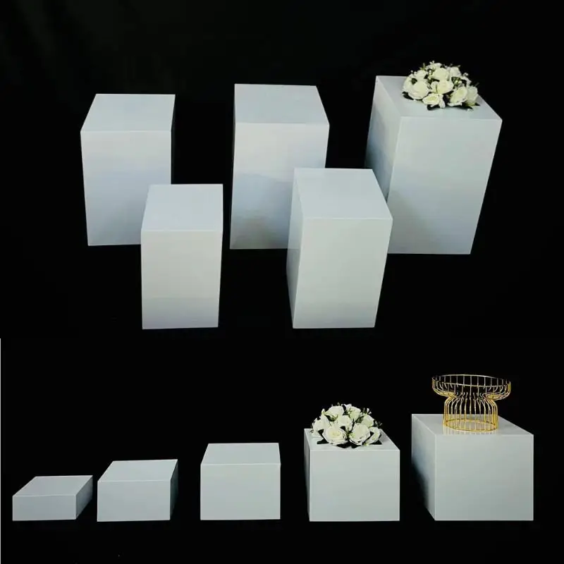 Luxury Glossy White Wedding Favors Gifts Holder Backdrops Store Window Props Column Cake Stand Flower Rack Candy Dessert Table