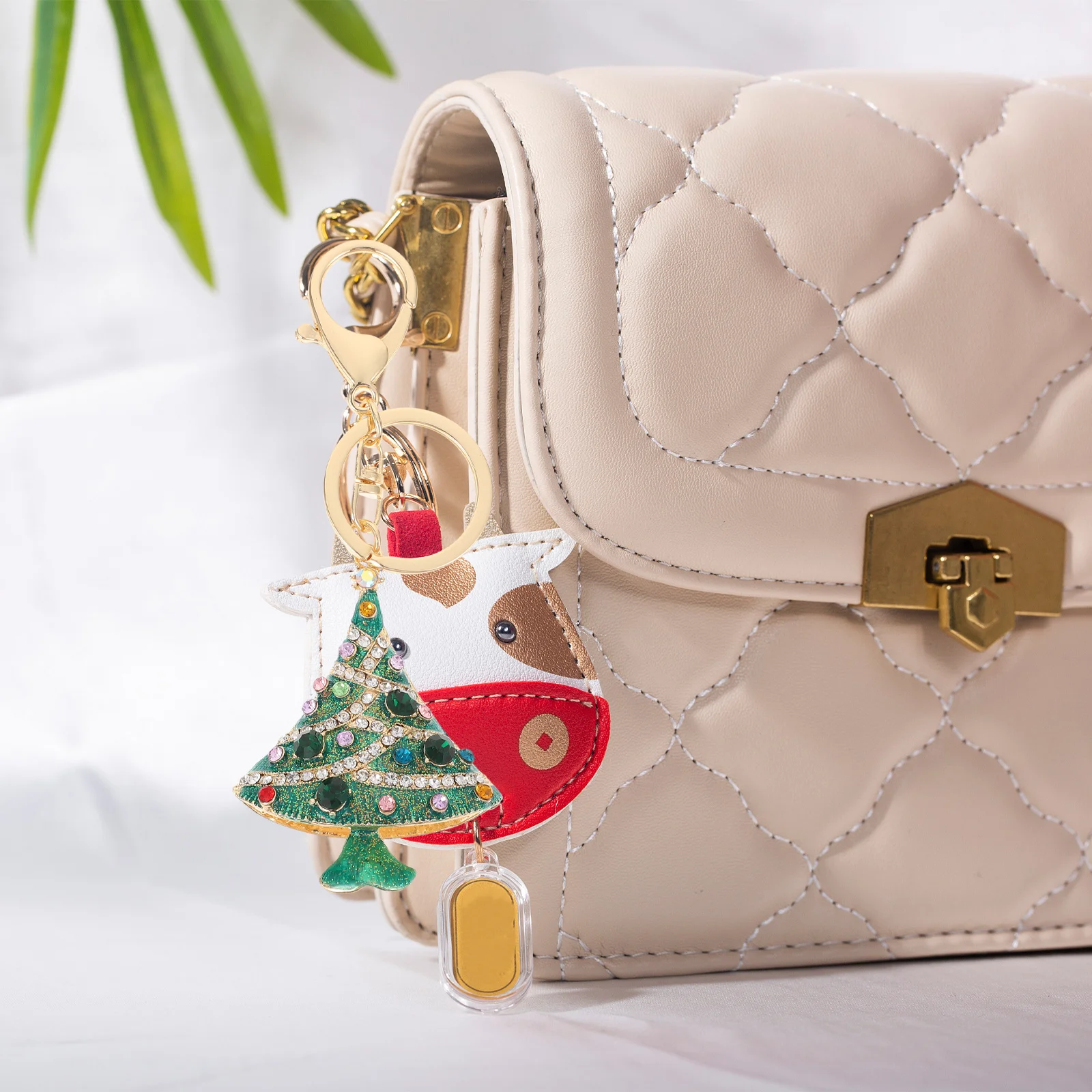 1 قطعة شجرة عيد الميلاد الماس مفتاح قلادة الزخرفية حلقة رئيسية عيد الميلاد معلقة حلية حقيبة قلادة الإبداعية حقيبة الديكور هدية #5