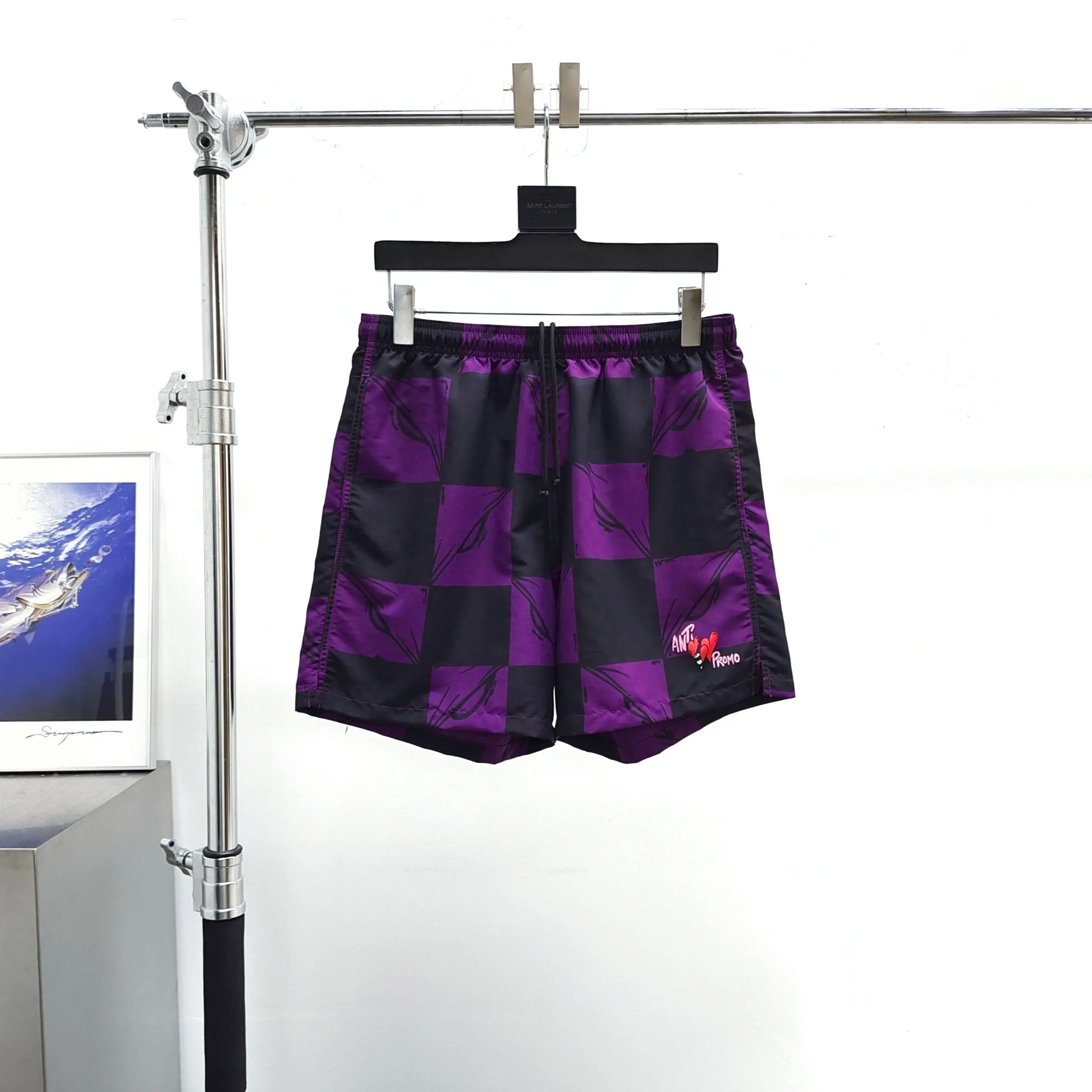 Matty Boy Anti Promo Hoodie Love Purple Black Checked Beach Shorts