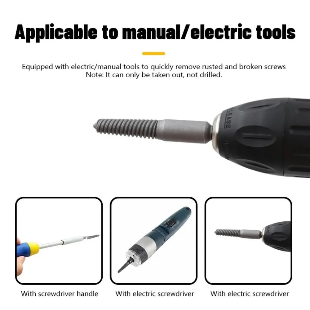 5/6/10pcs Hexagonal Shank Screw Extractor Bearing Steel Hardened Tip Screw Removal Tool Anti-Slip Design Hand Drill Tool