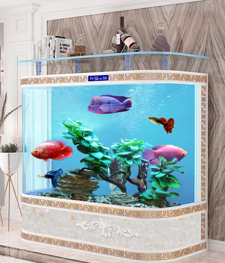 Hot-bending double-arc glass aquarium partition screen European fish tank without changing water