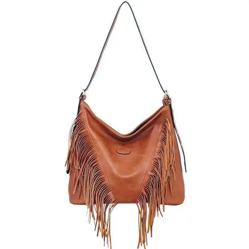 

Модная женская сумка 2026 года в стиле ретро с бахромой, для активного отдыха, высококачественная, вместительная, на одно плечо, через плечо