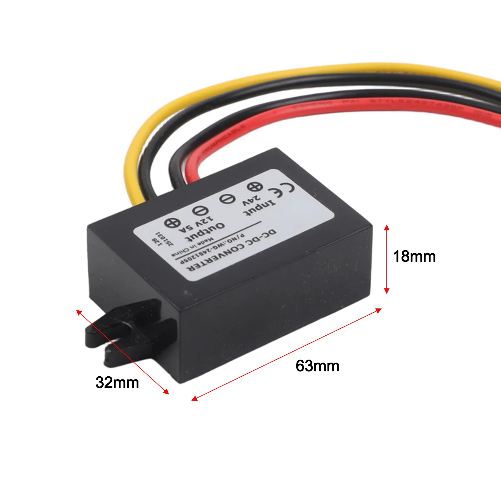 Power Converter Voltage Converter Truck Adapter Waterproof 18V 36V DC To 12V DC 5A 60W 46.5 X 31.5 X 18mm Black
