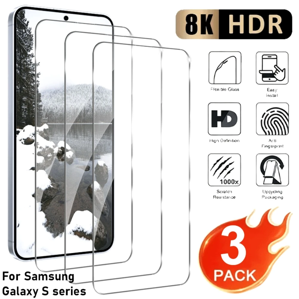 

3 шт. высокопрозрачные защитные пленки для экрана Samsung Galaxy S26 S25 S24 S23 Ultra S22 S21 Plus S26 S25 Edge, закаленное стекло с защитой от царапин