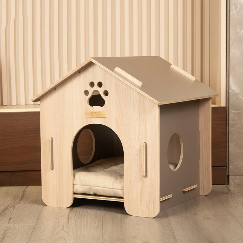 

Premium Indoor Wood Dog Crate Cat Bed Houses Furniture Detachable Cute Pet House Cat Vila Elevated Wooden Pet House