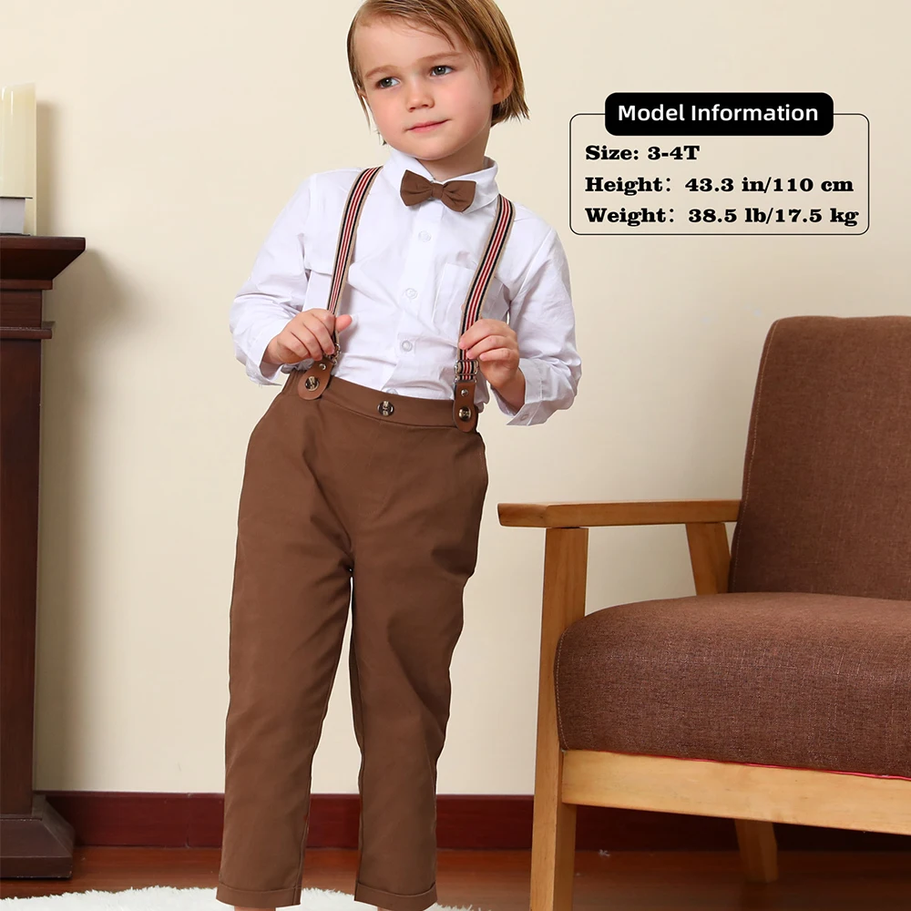 Baby Boy Thanksgiving Outfit Toddler Easter Church Set Kids Birthday Photography Party Gift Wedding Formal Brown Clothes