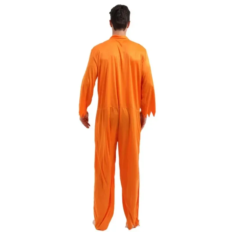 Carnevale Halloween coppia abbinamento Prigioniero performance sul palco Abito intero arancione costume da festa cosplay maschile