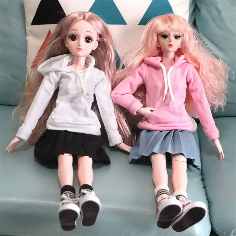 60cm Doll\'s Clothes Accessories 1/3 Bjd Doll\'s Hoodie and Pleated Skirt Suit Girls Dress Up Toys Dollhouse Accessories