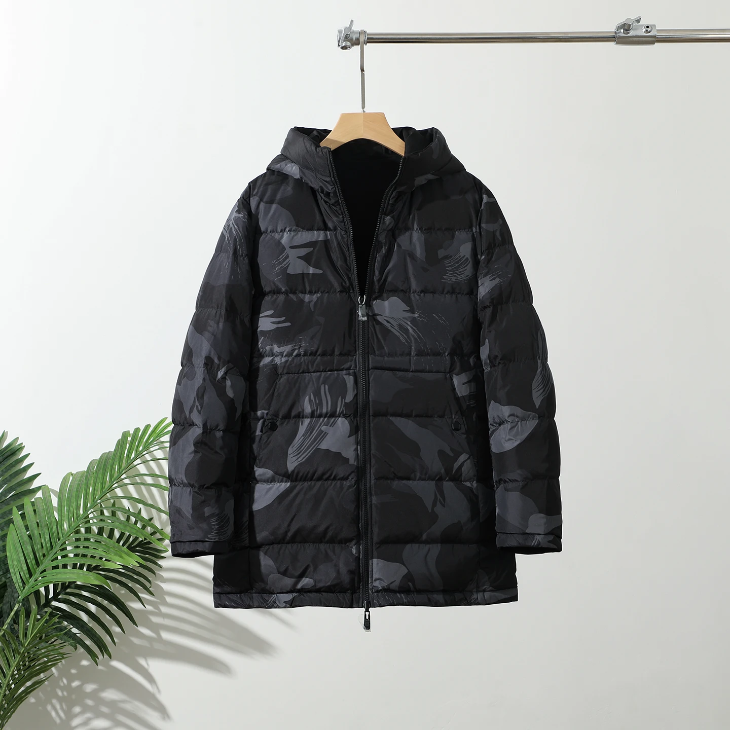 Cappotto imbottito in piuma Du bianco caldo con cappuccio antivento impermeabile antivento Jaet a doppio uso con resistenza polare da uomo