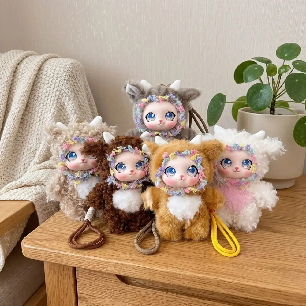 Fluffy Rabbit Keychain Sparkling Big Eyes Soft Vinyl Face Bunny Pendant Handmade Skin-Friendly Cute Curly Rabbit Charm