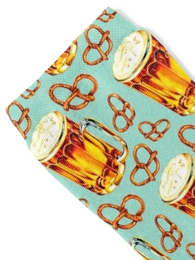 Beer & Pretzel Pattern Socks cute hip hop Ladies Socks Men's