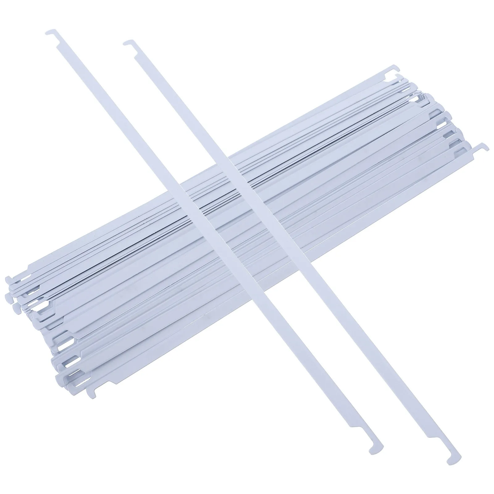 50 Uds. Rieles de archivo colgantes blancos marco de almacenamiento de Metal barras organizadoras de documentos resistentes para oficina escuela hogar 32,5 cm