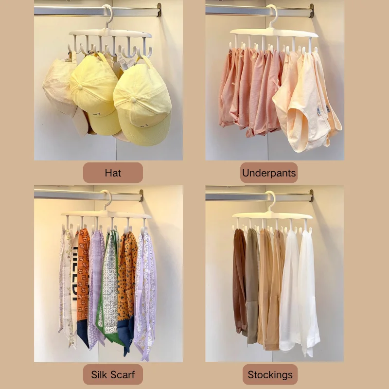 Portable 12-Hook Rotating Hanger | Home & Dorm Space-Saving Closet Organizer to Store Ties, Belts, Underwear and Skirts