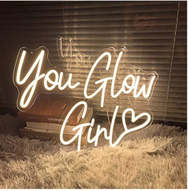 

You Glow Girl Neon Sign Custom Neon Light Up Signs for Wall Decor USB Neon Lights for Bedroom Home Wedding Birthday Party Gifts