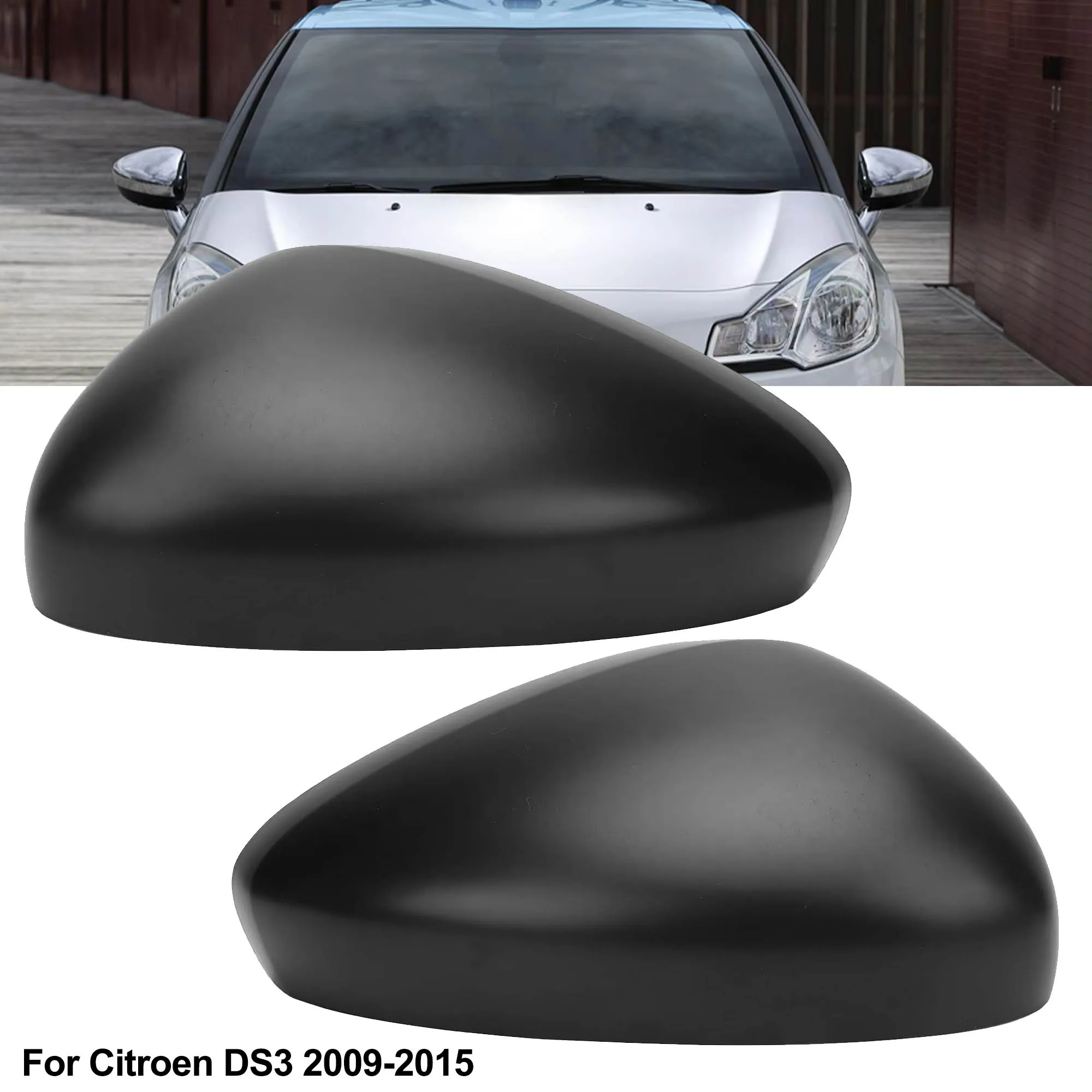 Black Sporty Look Left / Right Car Side Mirror Cap, Rearview Door Wing Mirror Cover Scratch Resistant For Citroen DS3