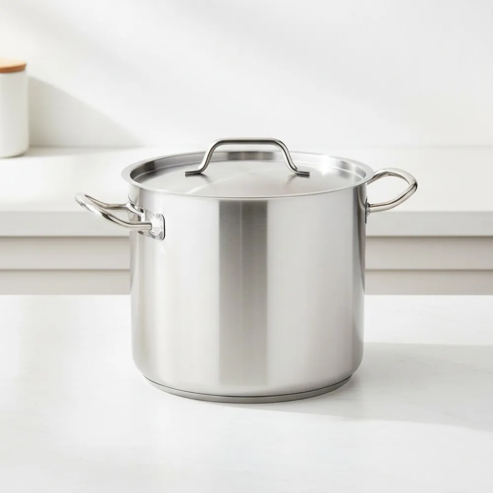 

12 Quart Stainless Steel Stock Pot with Lid - Fast Even Heating for Soups Stews Chili Cooking