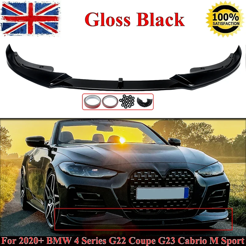 

Magickit AC Style Front Lip Splitter Fit For BMW 4 Series 2020-2023 G22 G23 430i M440i 2-Door Glossy Black Lip Spoiler Body Kit